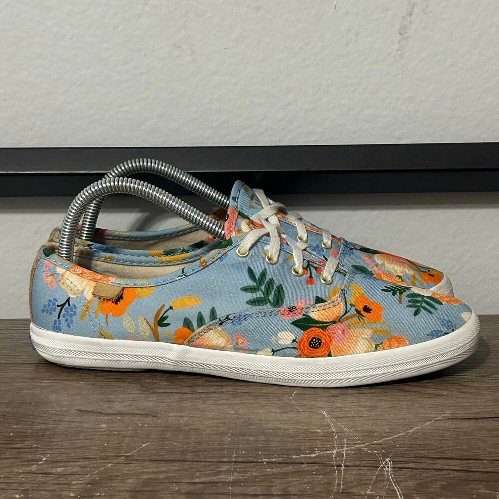 Keds Champion X Rifle Paper Co Women’s Casual Comfort Shoes Size 8.5 Floral Blue - Picture 3 of 8